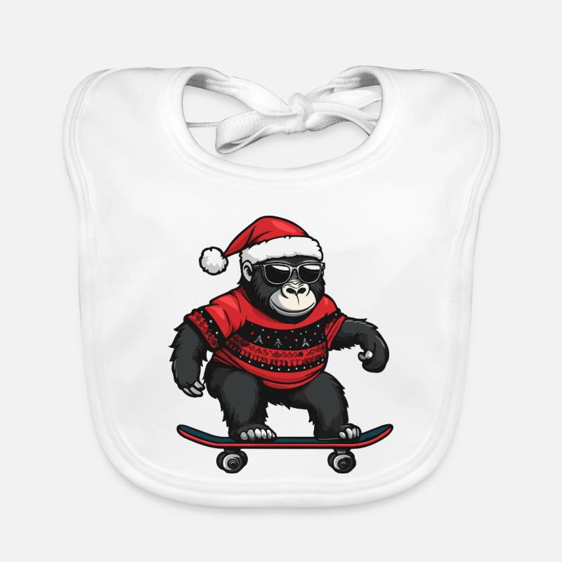 Gorille Noël drôle Bavoir bio Bébé