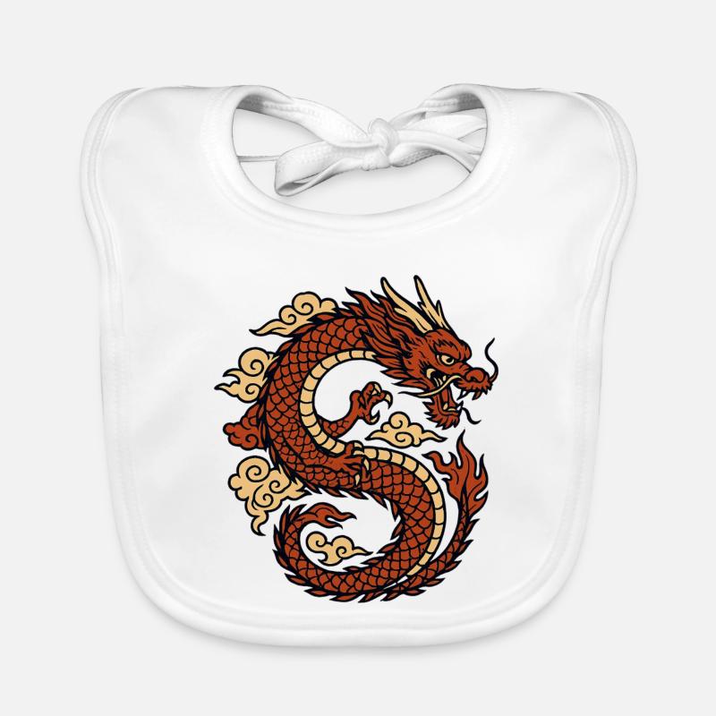 Chinese Dragon Mythical Red Organic Baby Bibs