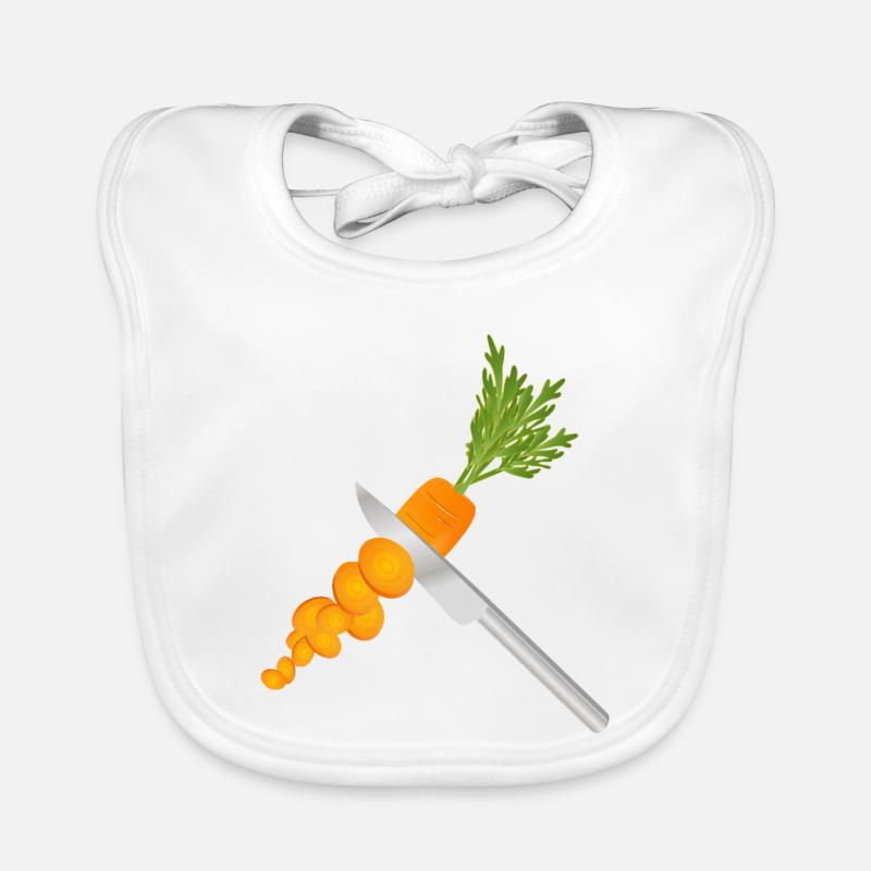 Sliced carrot with knife – kitchen motif Organic Baby Bibs