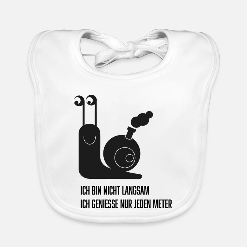 Schnecke mit lustigem Spruch - Baby Bio-Lätzchen - Weiß