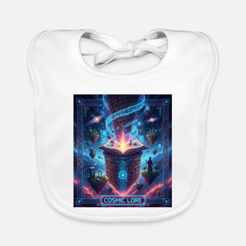 Cosmic Lore and Enchanted Book Organic Baby Bibs