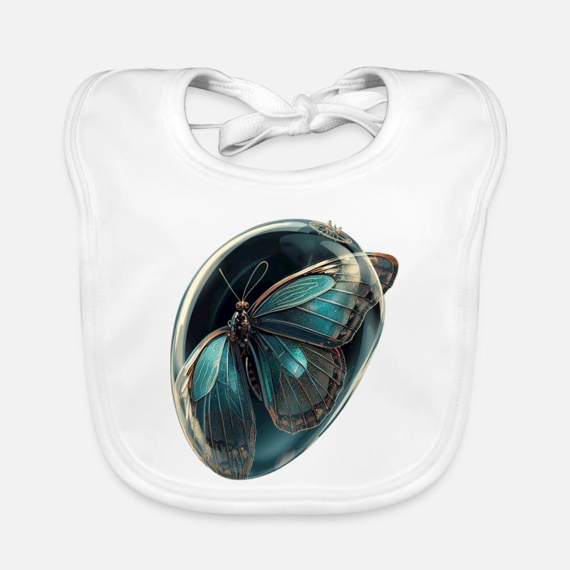 Teal Bubble Butterfly Organic Baby Bibs
