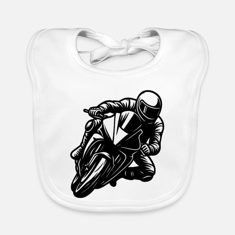 Motorcycle Racer Black and White Design Organic Baby Bibs