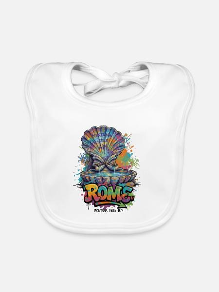 Fontana Graffiti Roma Neon - Baby Bio-Lätzchen - Weiß - Vorne