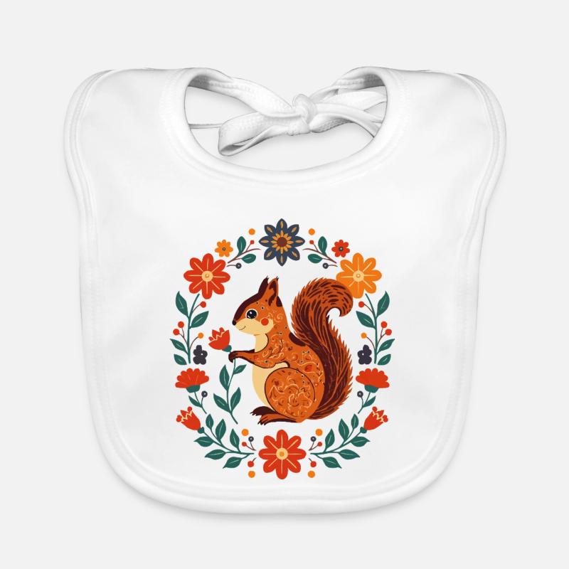 Écureuil à couronne de fleurs Bavoir bio Bébé
