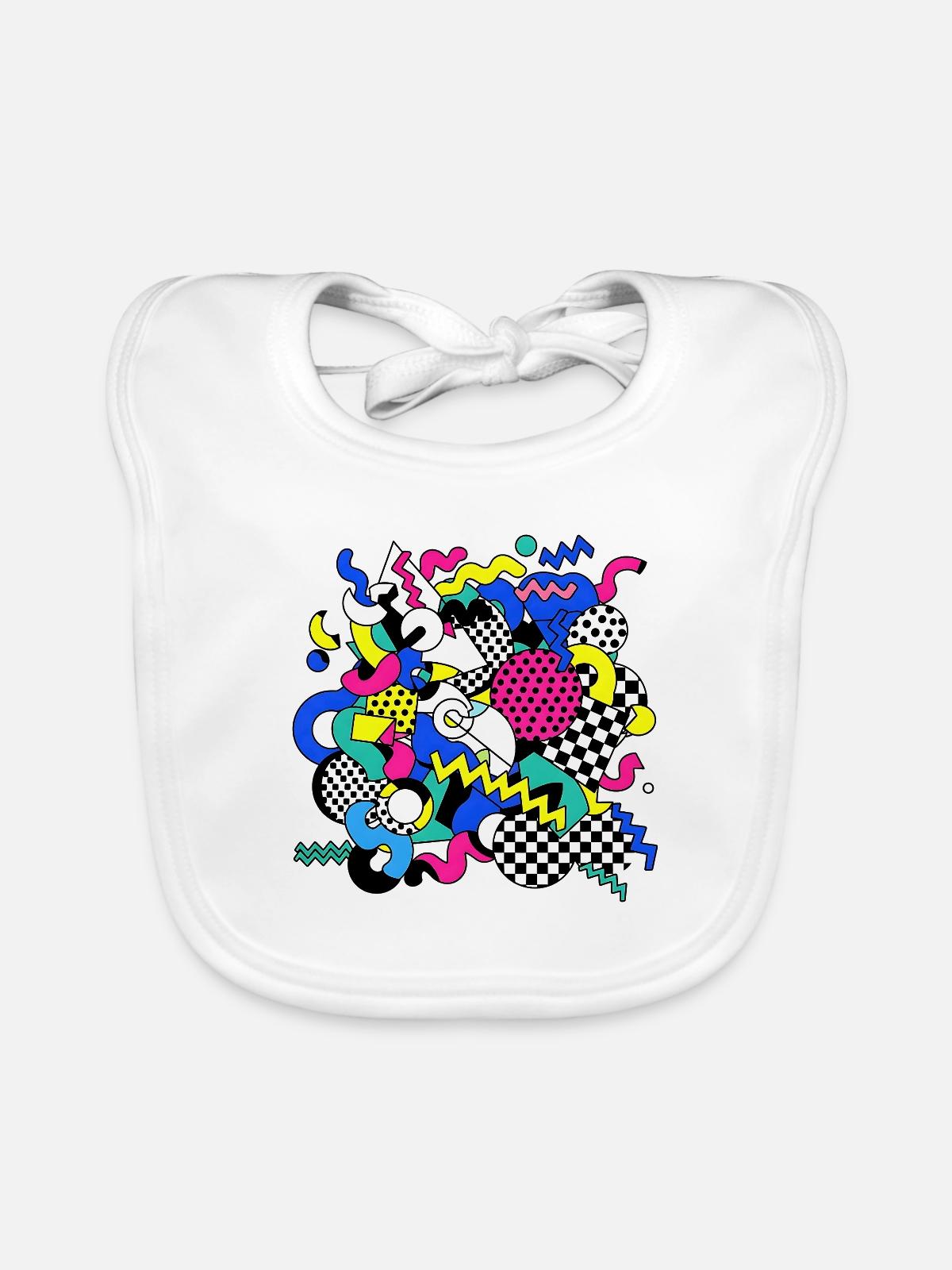 Neon Chaos Pop Art Muster - Baby Bio-Lätzchen - Weiß - Vorne