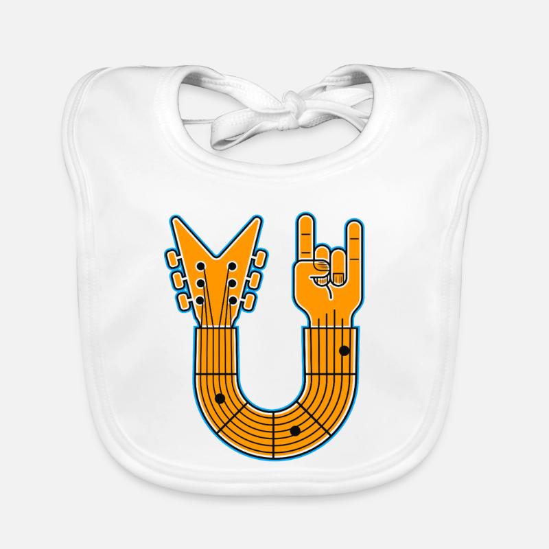 U-Shape Guitar & Rock Hand Baby Bio-Lätzchen