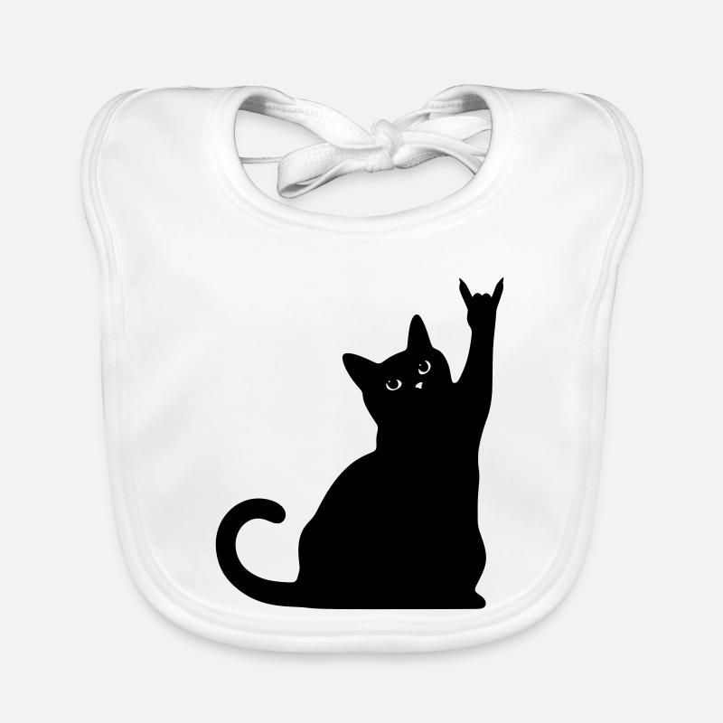 Black Cat – Devil Horns Silhouette Organic Baby Bibs