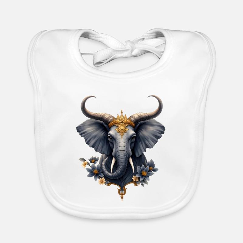 Fleur Bleue Éléphant Impériale Bavoir bio Bébé