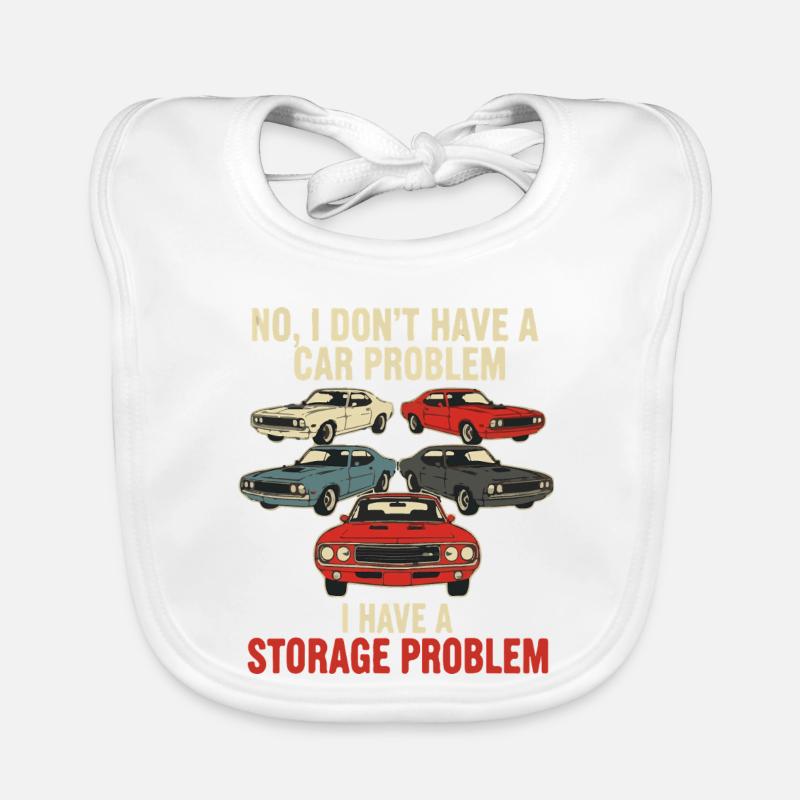 Storage Problem Car Meme Tee - Organic Baby Bibs - white