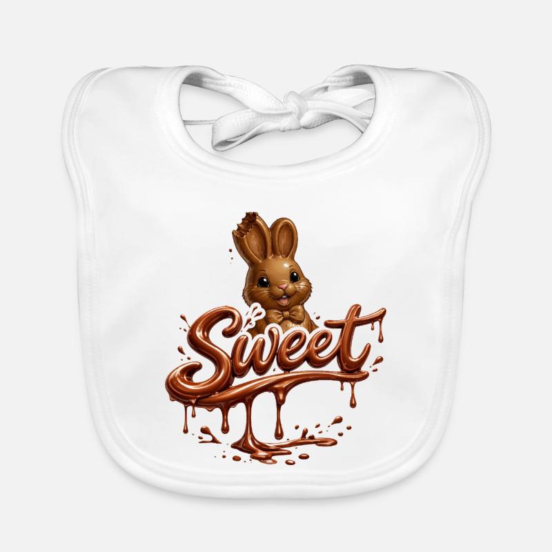 Lapin en chocolat avec lettres douces Bavoir bio Bébé