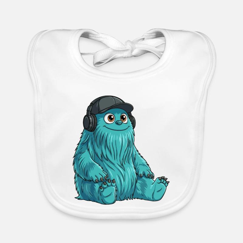 Monster Fluffonster® - DJ Fluffo sitzt Baby Bio-Lätzchen