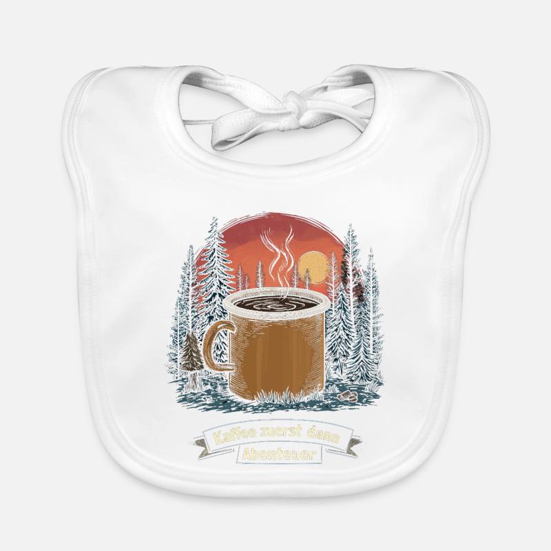 Camping Spruch Kaffee Wald Camper Morgen Outdoor Baby Bio-Lätzchen