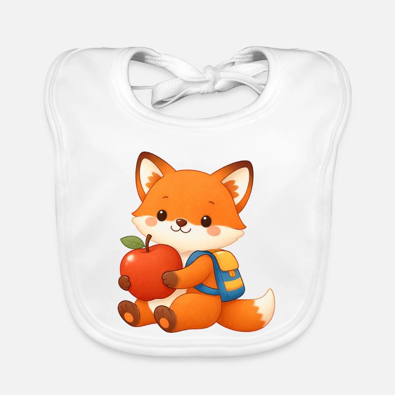 Kuschelfuchs mit Apfel und Rucksack Baby Bio-Lätzchen