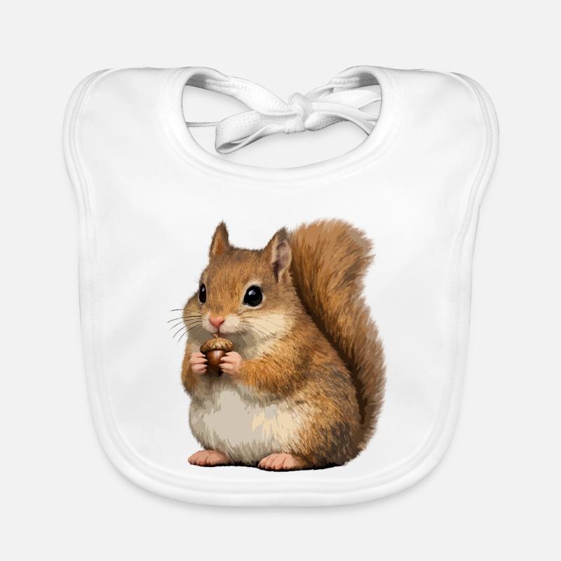Eichhörnchen mit Eichel Baby Bio-Lätzchen
