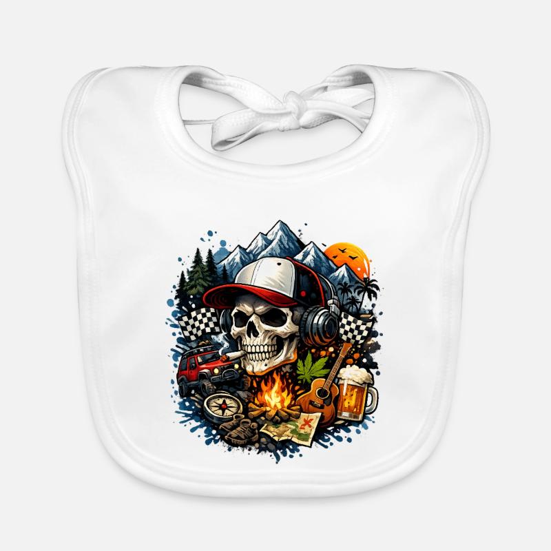 Skull Adventurer Camping Rock Baby Bio-Lätzchen