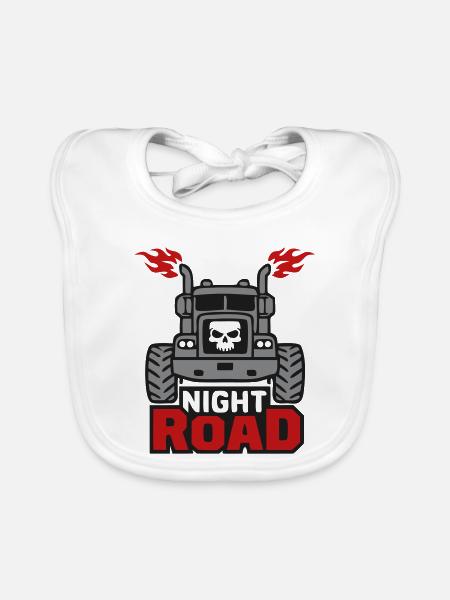 Night Road Trucker Logo - Baby Bio-Lätzchen - Weiß - Vorne