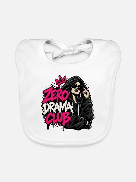 Zero Drama Club – Girl Power Streetwear - Baby Bio-Lätzchen - Weiß - Vorne