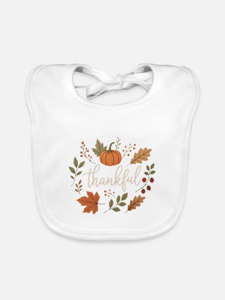 Kürbis Botanisches Herbst Design - Baby Bio-Lätzchen - Weiß - Vorne