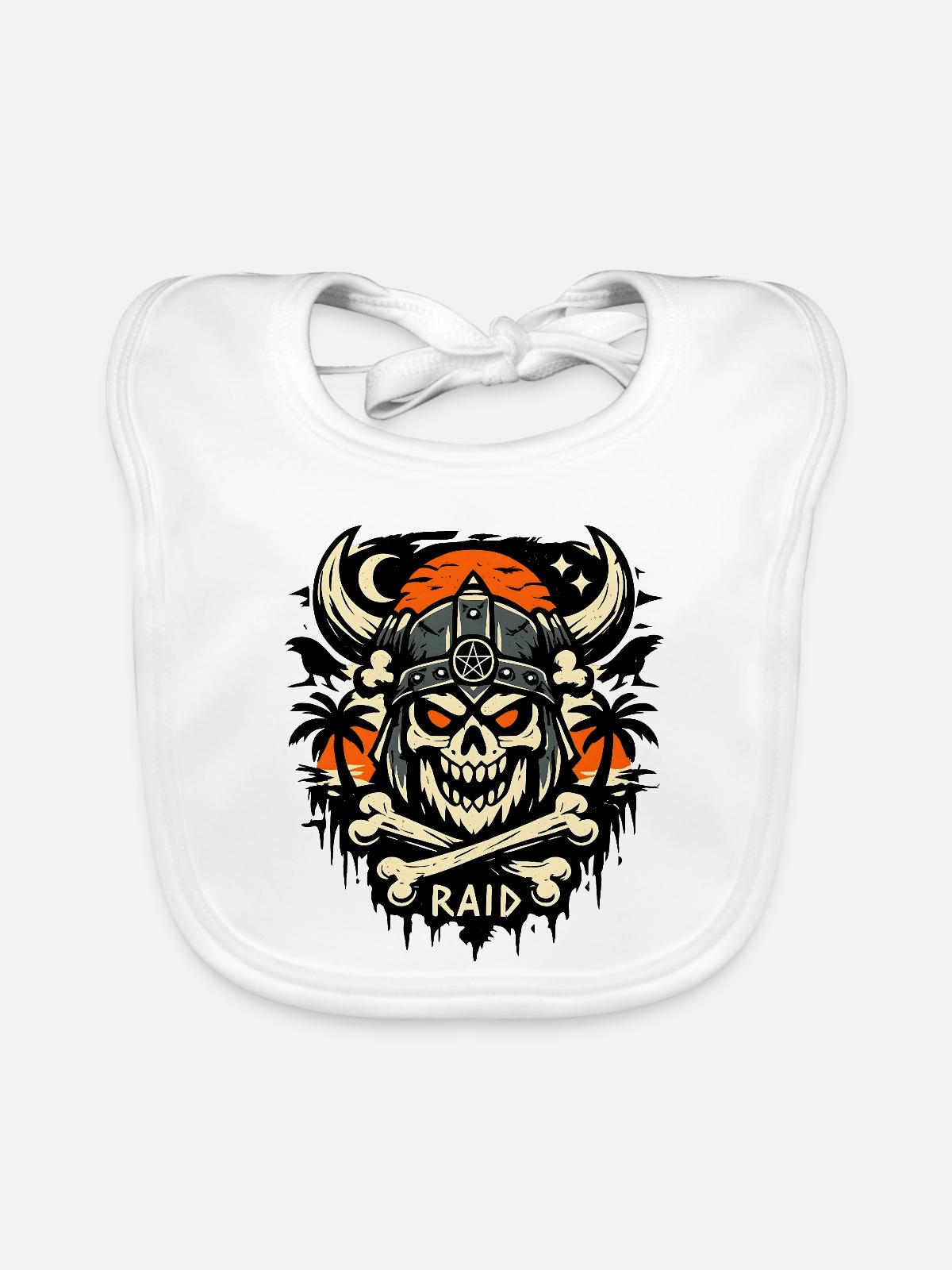 Schädel Raid Helm Symbolik - Baby Bio-Lätzchen - Weiß - Vorne