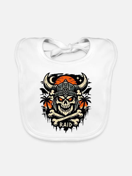 Schädel Raid Helm Symbolik - Baby Bio-Lätzchen - Weiß - Vorne
