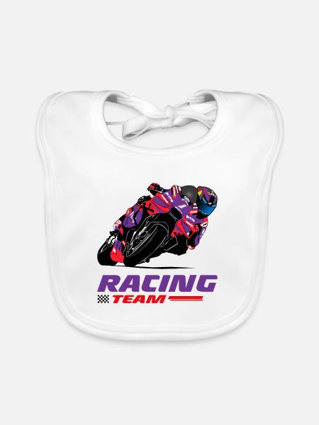 Motorradrennen - Superbike - Baby Bio-Lätzchen - Weiß - Vorne
