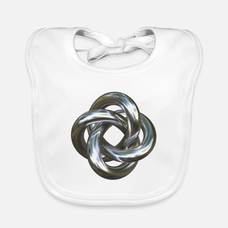 Torusknoten Silber 3D - Baby Bio-Lätzchen - Weiß