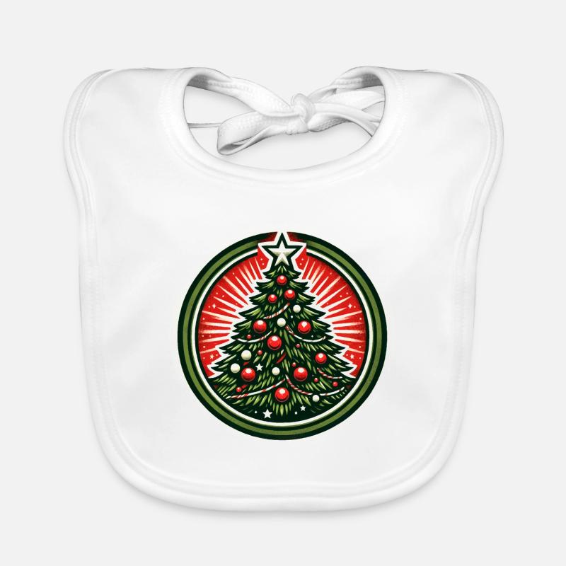 Weihnachtsbaum-Abzeichen - Baby Bio-Lätzchen - Weiß