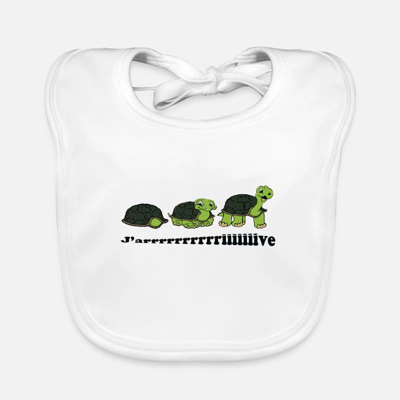 Tortues j'arrive - Bavoir bio Bébé - blanc