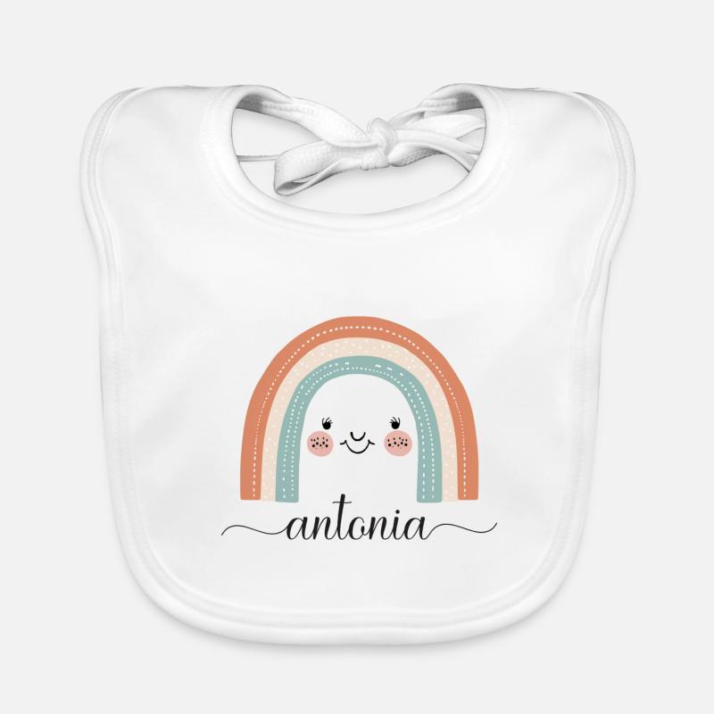 Antonia! Rainbow, customisable Organic Baby Bibs