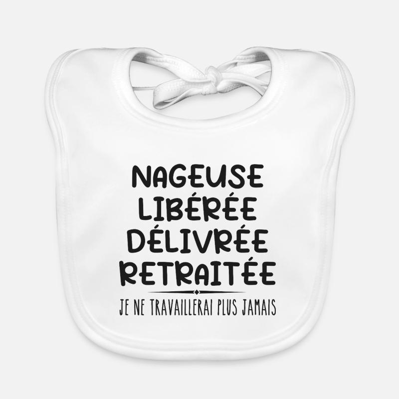 Nageuse célèbre sa retraite avec humour cadeau Bavoir bio Bébé