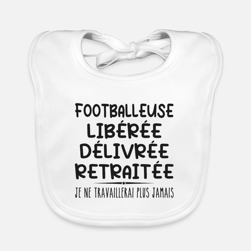 Footballeuse célèbre sa retraite avec humour cadea Bavoir bio Bébé