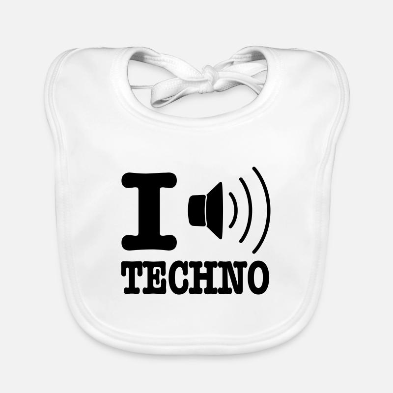 I love techno / I speaker techno Baby Bio-Lätzchen