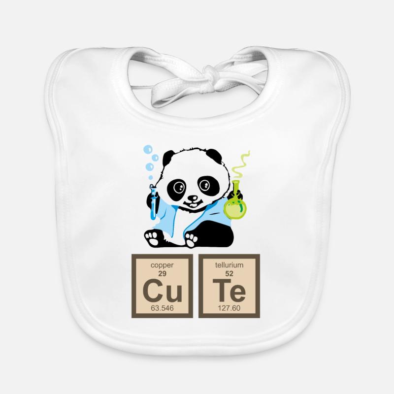 Panda - Professeur Panda Cute - Bavoir bio Bébé - blanc