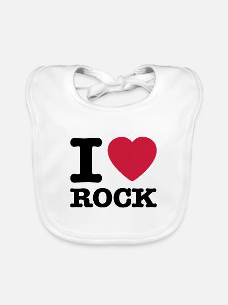 i love rock / I heart rock - Organic Baby Bibs - white - Front