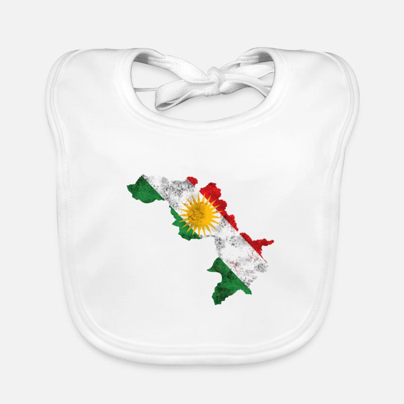 Kurdistan, drapeau kurde - Bavoir bio Bébé - blanc