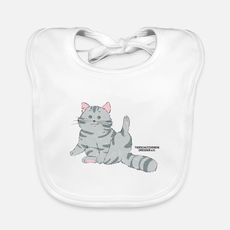 🐾 Grau getigerte Katze🐱 Baby Bio-Lätzchen