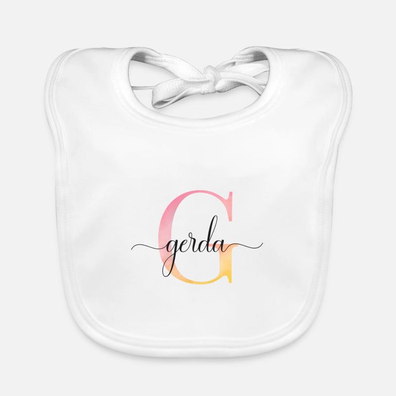 G| Monogram | Name | Gerda |Watercolor Organic Baby Bibs