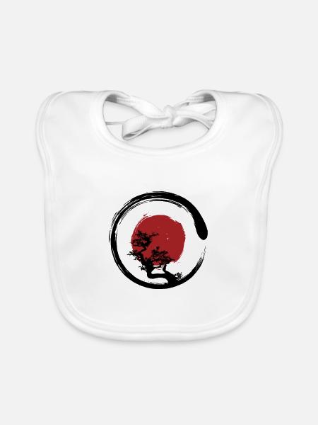Zen Circle Bonzai - Organic Baby Bibs - white - Front