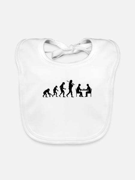 Evolution Schach - Baby Bio-Lätzchen - Weiß - Vorne
