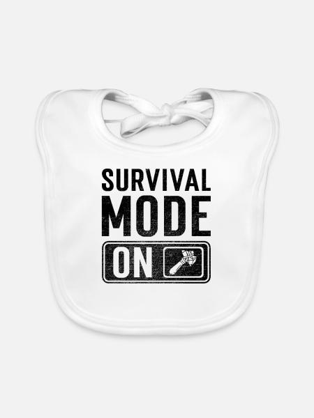 Survival Mode on - Organic Baby Bibs - white - Front