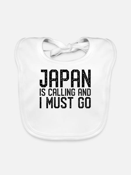Japan is calling i must go - Organic Baby Bibs - white - Front