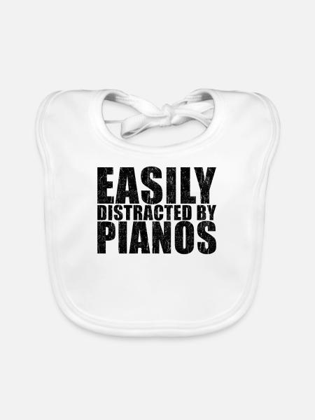 Pianist Gift - Organic Baby Bibs - white - Front