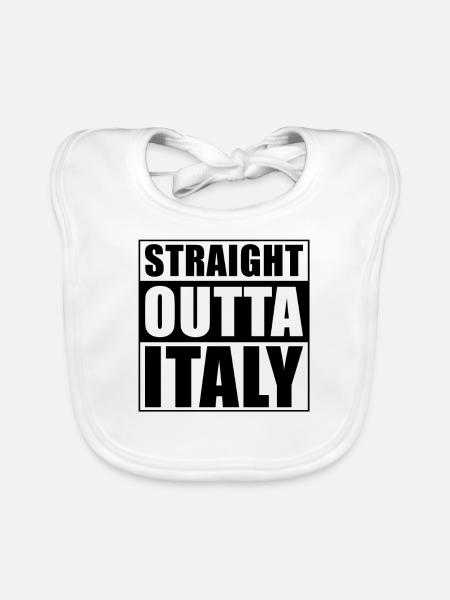Straight outta Italy - Organic Baby Bibs - white - Front