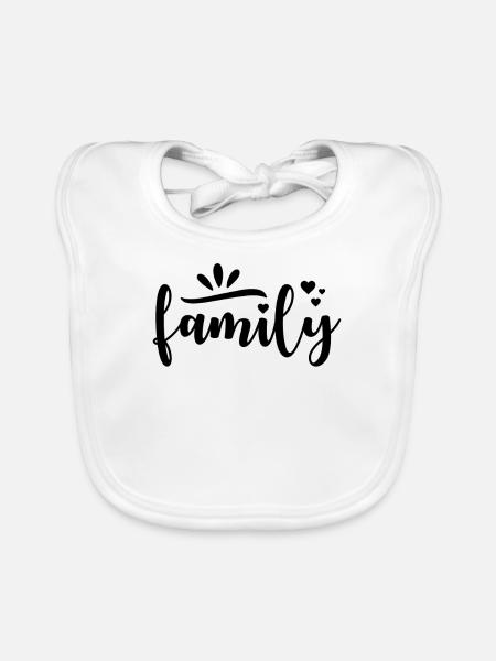 Texte de famille avec des cœurs - Bavoir bio Bébé - blanc - Devant