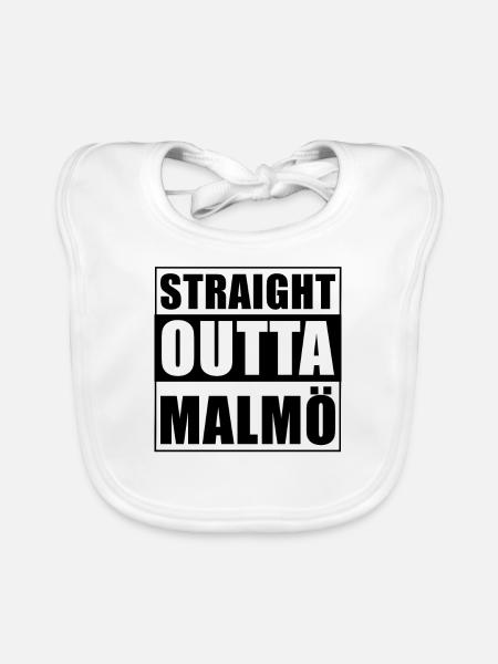Straight outta Malmö - Organic Baby Bibs - white - Front