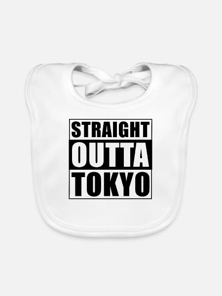 Straight outta Tokyo - Organic Baby Bibs - white - Front