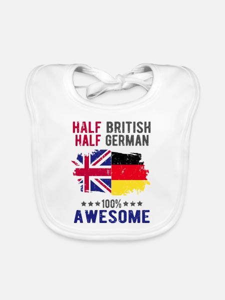 Half British Half German - Organic Baby Bibs - white - Front