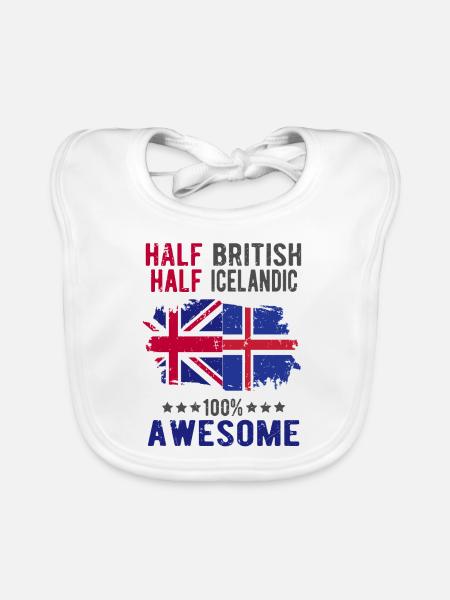 Moitié britannique moitié islandais - Bavoir bio Bébé - blanc - Devant