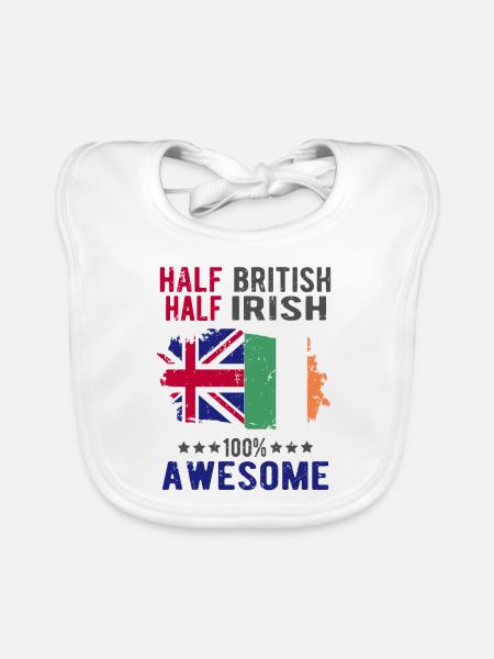 Half British Half Irish - Organic Baby Bibs - white - Front